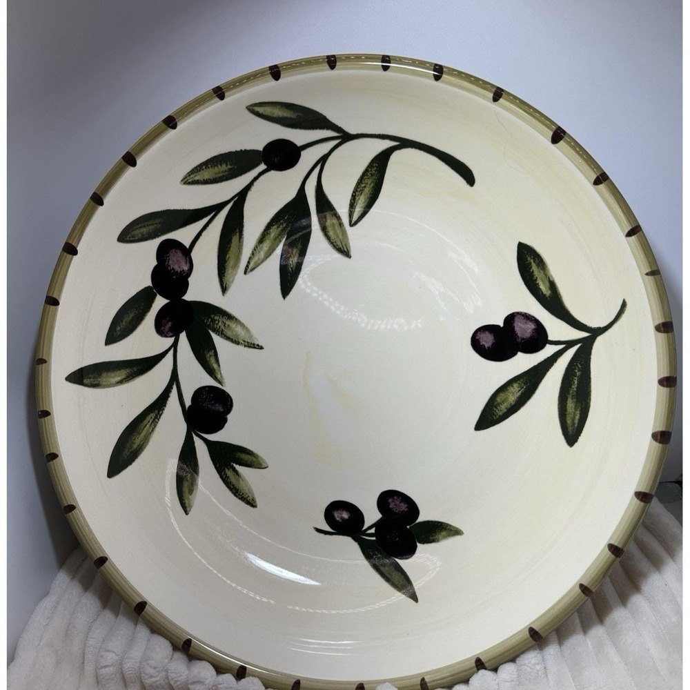 Vintage Williams & Sonoma Ceramic Pasta Serving Bowl Liguria Olive 13" Portugal